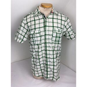 Age of Wisdom Pearl Snap Checkered Shirt Contrasting Floral Collar - Medium